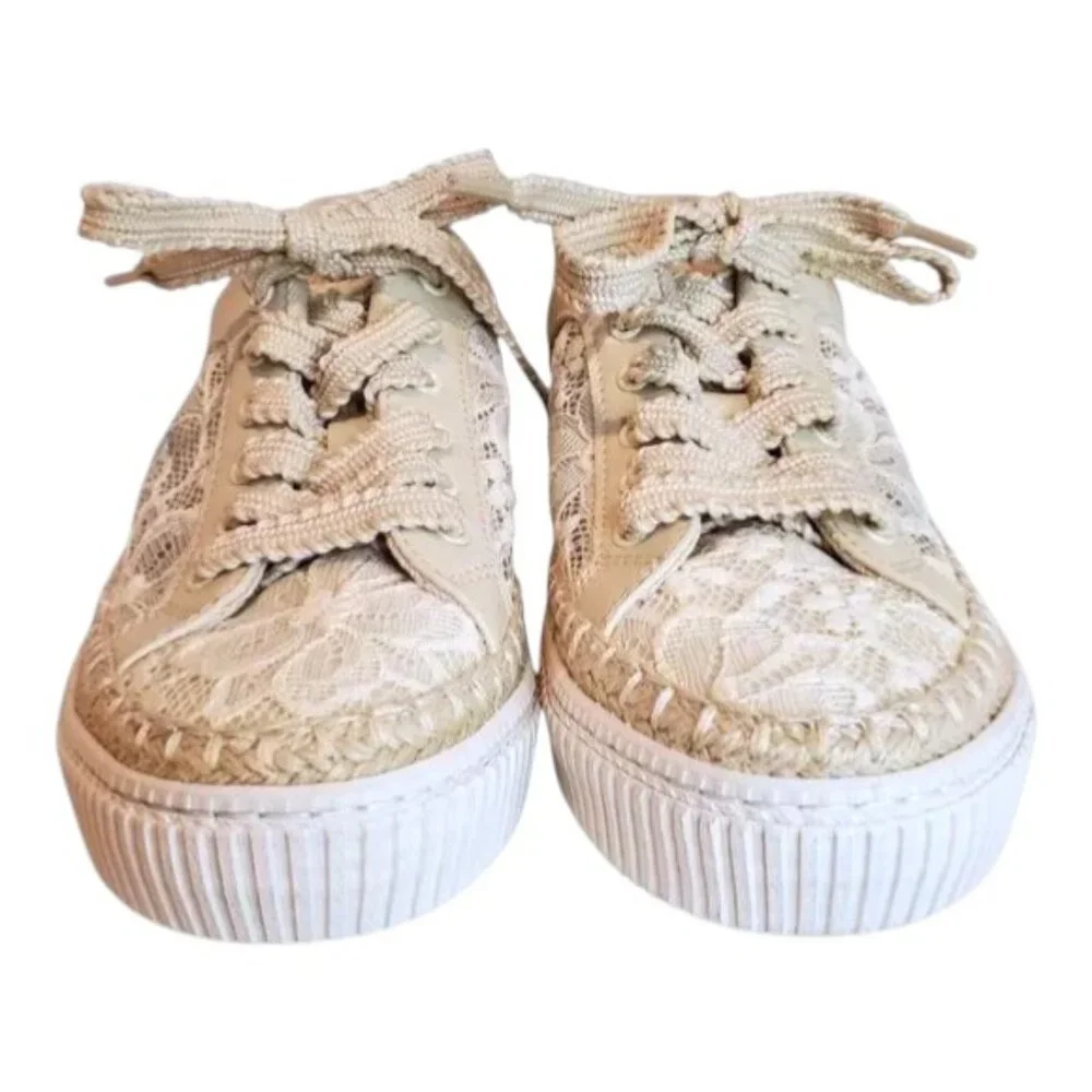 NEW MARC FISHER SZ 7.5 M Spryng Platform Lace-up Natural Lace Sneaker - Picture 6 of 11